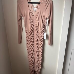 Rachel Parcell Blush Pink Ruched Long Sleeve Bodycon Dress